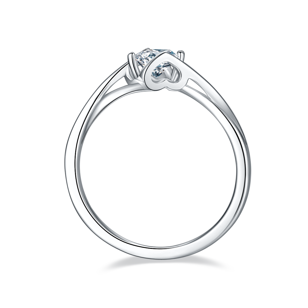Twisted Arm Angel Kiss S925 Silver Plated Platinum Moissanite Women's Ring 50 Points D-Class